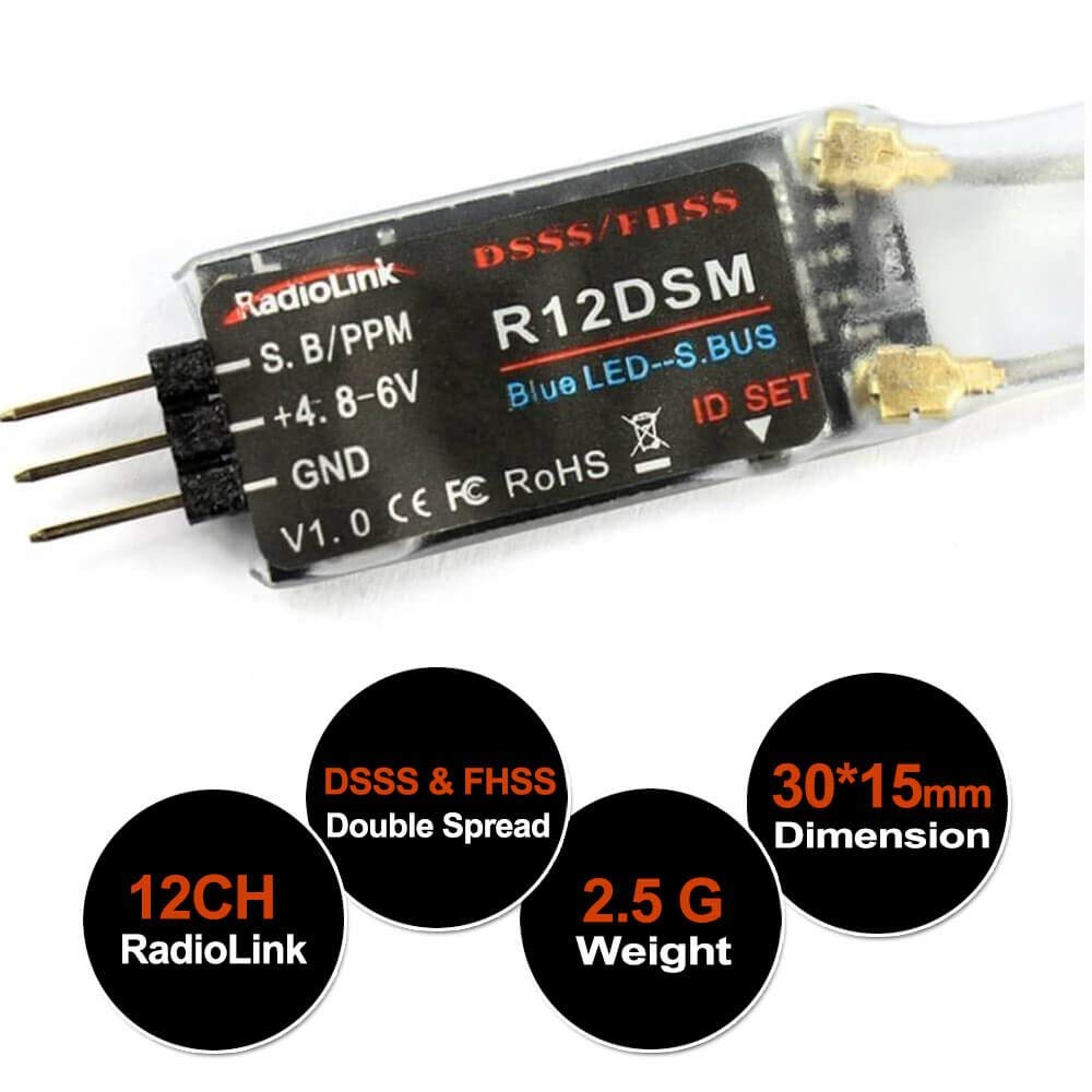 Radiolink R12DSM 2.4G 12 channels SBUS receiver. DSSS/FHSS