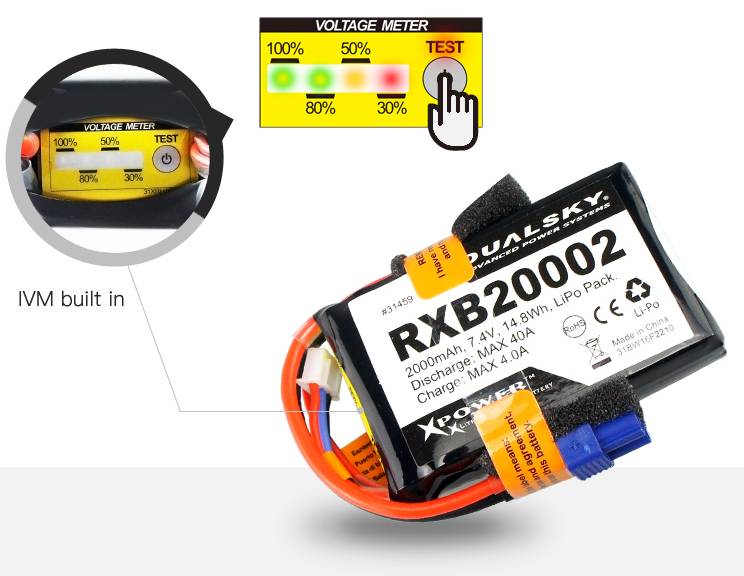 DualSky 2000mAh 7,4V 20C Lipo akku vastaanottimelle, DX