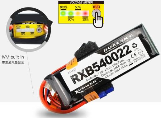 DualSky 5400mAh 7,4V 20C Lipo akku vastaanottimelle
