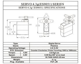 Digital 04,1 g servo ES9051, JR connector2