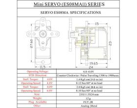 12g micro servo, metal gear, ES08MA II2