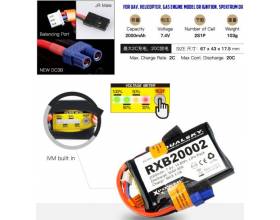 DualSky 2000mAh 7,4V 20C Lipo akku vastaanottimelle, DX2