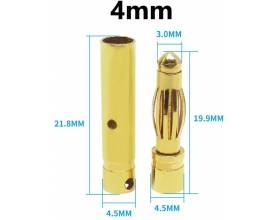 4,0 mm gold plated connectors, 2 pairs